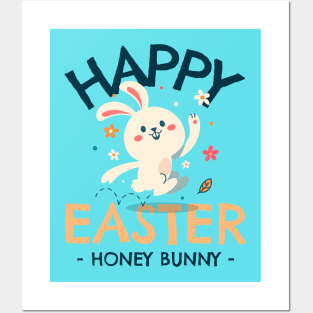 Happy Easter Easter Bunny Cute Rabbit Posters and Art